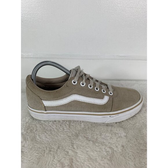 Vans Womens Size 8 Old Skool Sneakers Tan & White Canvas Casual Shoes - Picture 7 of 9